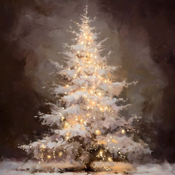 Christmas Print 11x14" Illuminating Christmas Pine Tree - Picture 1 of 2